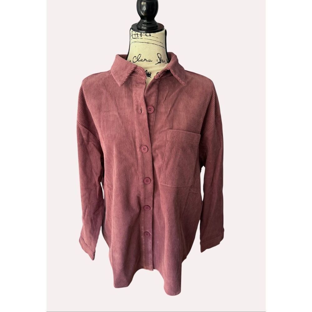 REVEROF Corduroy Button Down Shirt Shacket Mauve Pink Size Large NWT